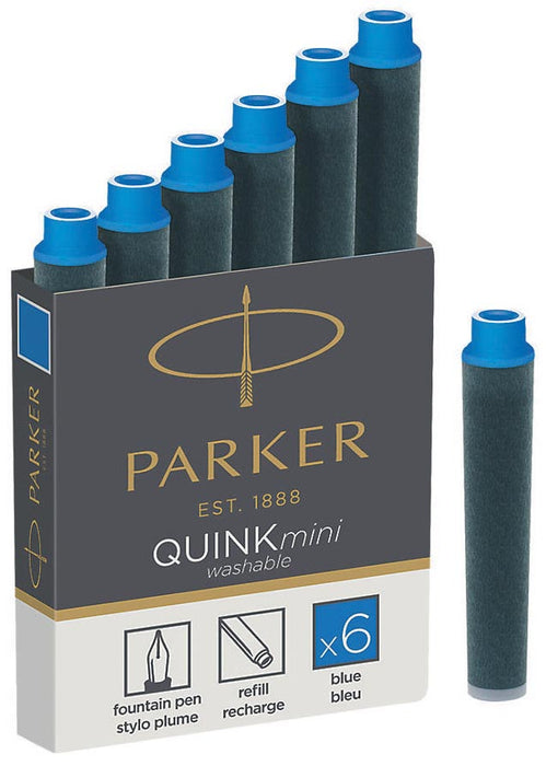 Parker Quink Mini inktpatronen blauw, 6 stuks
