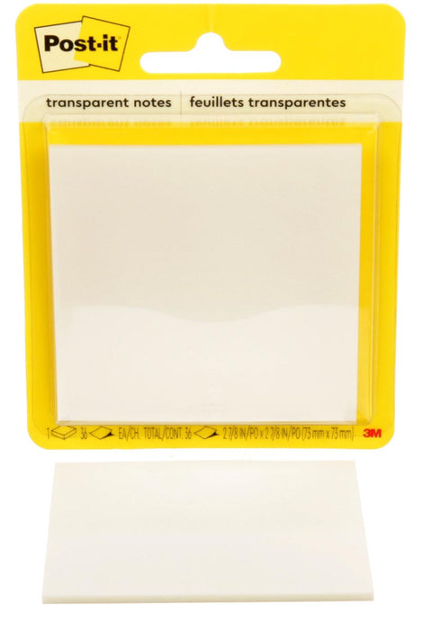 Post-it Transparent Notes, 36 vel, ft 73 x 73 mm, op blister Post-it