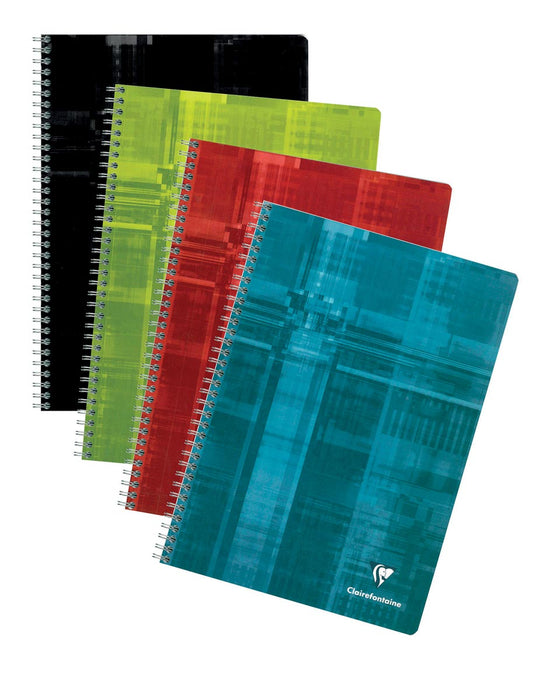 Clairefontaine notitieboek ft A4, 180 pagina's, geruit 5 mm, spiraalbinding, geassorteerde kleuren 5 stuks