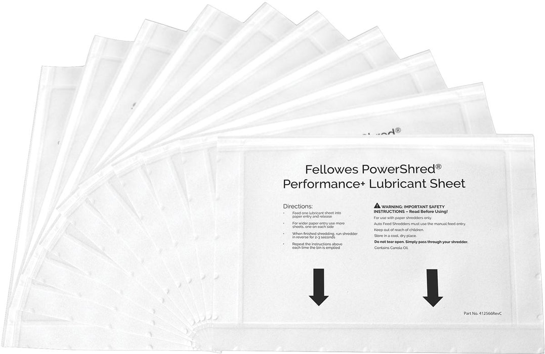 Fellowes Powershred Performance+ oliebladen, pak van 10 vel
