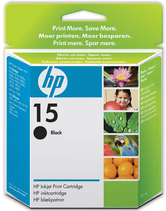 HP inktcartridge 15, 500 pagina's, OEM C6615DE, zwart