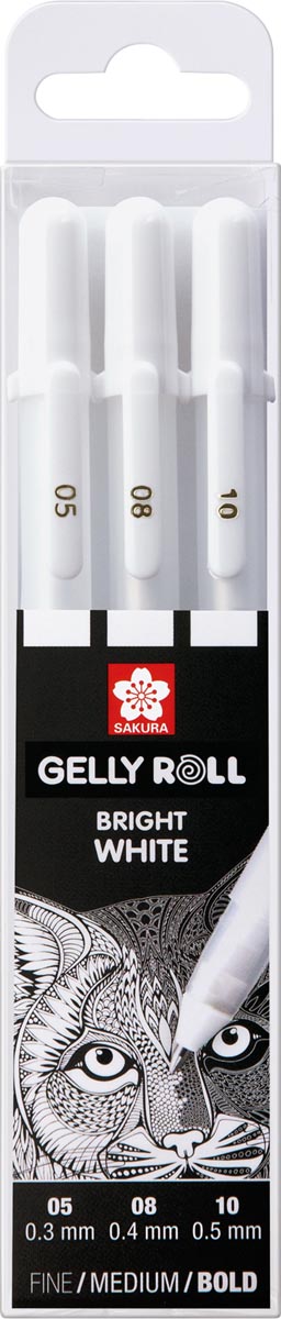 Sakura roller Gelly Roll  basic white 3 stuks, 05/08/10# 6 stuks, OfficeTown