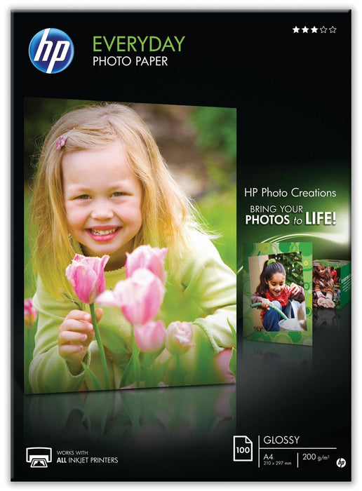 HP Alledaags glanzend fotopapier ft A4, 200 g, pak van 100 vel