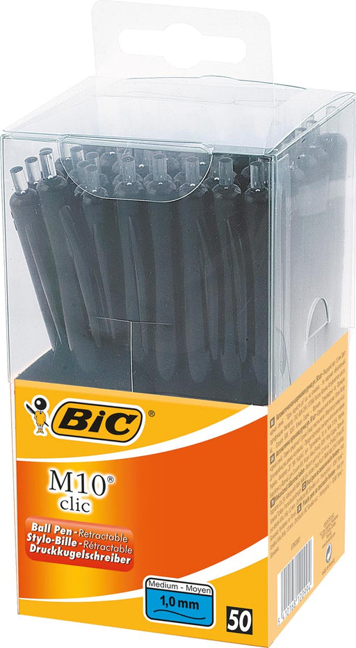 Bic balpen M10 Clic, doos met 50 stuks, zwart 10 stuks, OfficeTown