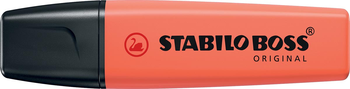 STABILO BOSS ORIGINAL Pastel markeerstift, mellow coral-red (lichtoranje) - Fluorescerende markeerstift in lichtoranje met schuine punt