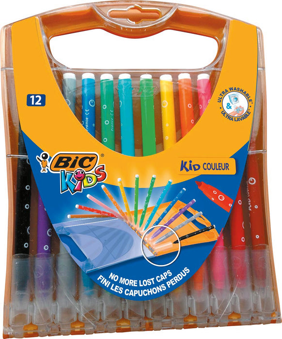 Bic Kids viltstiften Kid Couleur Rainbow Case met 12 viltstiften in geassorteerde kleuren