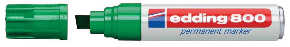 Edding permanente marker e-800 in de kleur groen met beitelvormige punt