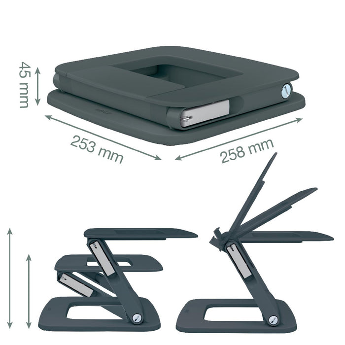 Leitz Ergo verstelbare laptopstandaard, grijs Leitz