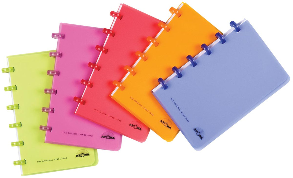 Atoma Trendy notitieboekje, A6-formaat, 120 pagina's, geruit 5 mm, 12 stuks, geassorteerde kleuren