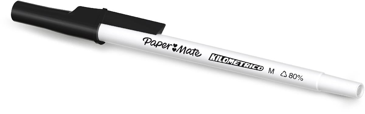 Paper Mate balpen Kilometrico, medium, blister van 8 stuks, zwart 12 stuks, OfficeTown