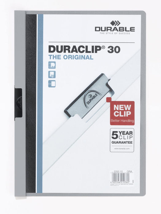 Duurzame klemmap Duraclip Original 30 grijs met metalen klem