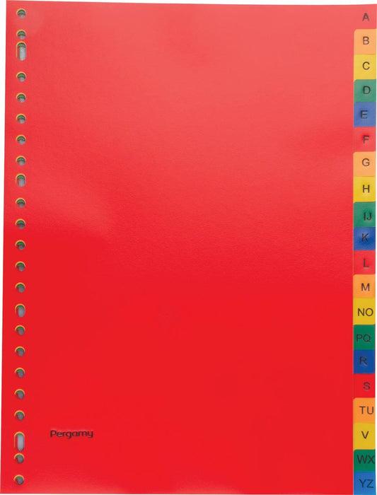 Pergamy tabbladen, ft A4, 23-gaatsperforatie, PP, geassorteerde kleuren, A-Z 30 stuks, OfficeTown