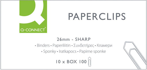 Q-CONNECT papierklemmen, 26 mm, doos van 100 stuks 10 stuks, OfficeTown