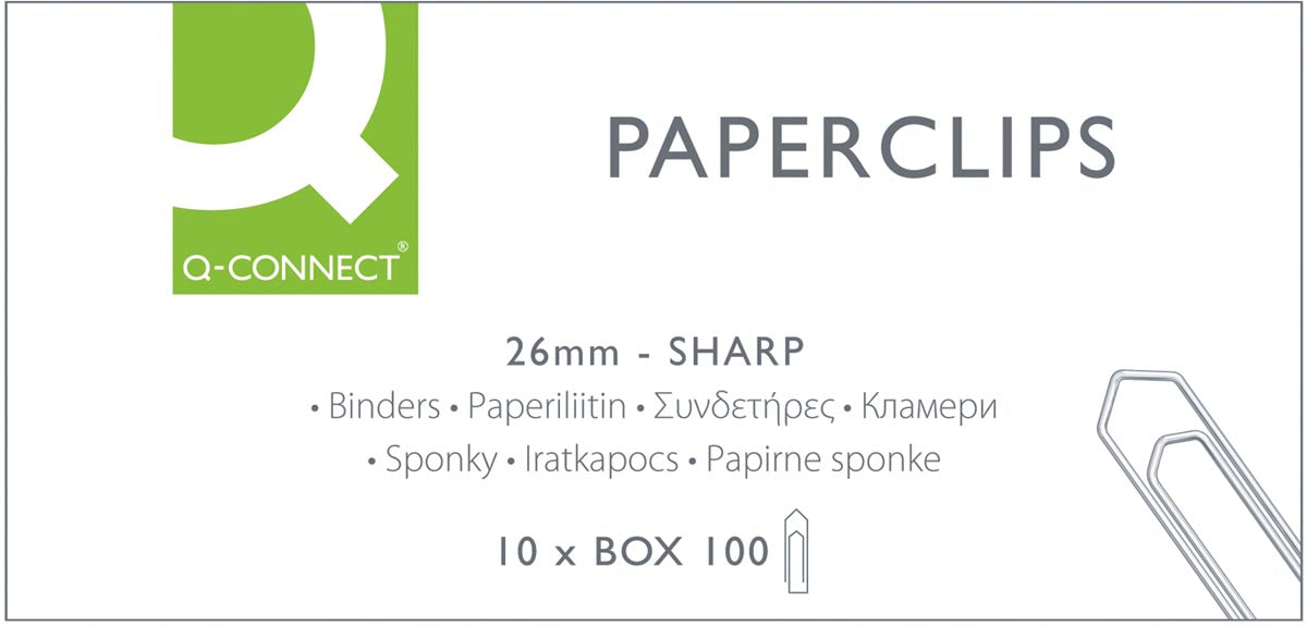 Q-CONNECT papierklemmen, 26 mm, doos met 100 stuks