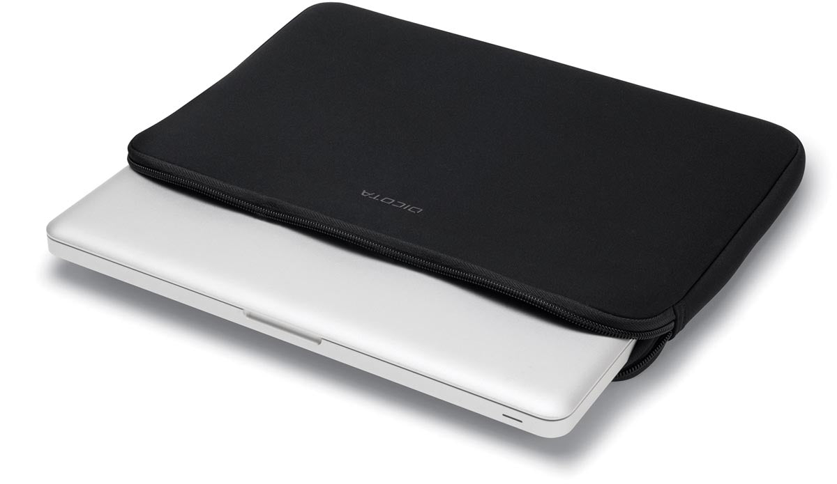 Laptop hoes van Dicota, neopreen materiaal, zwart, geschikt voor laptops tot 14,1 inch
