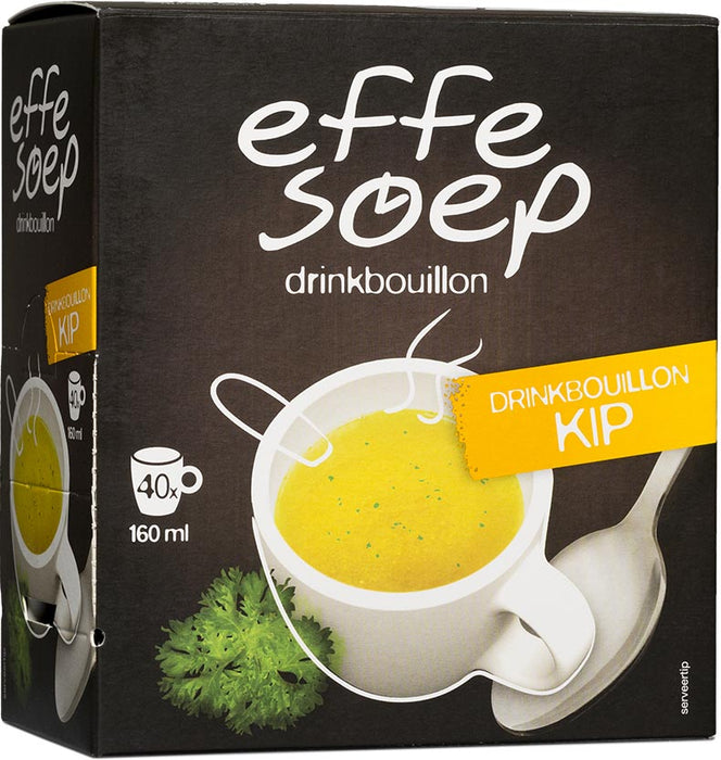 Effe Soep Kip Drinkbouillon Sticks, 40 stuks, 160 ml, verpakking
