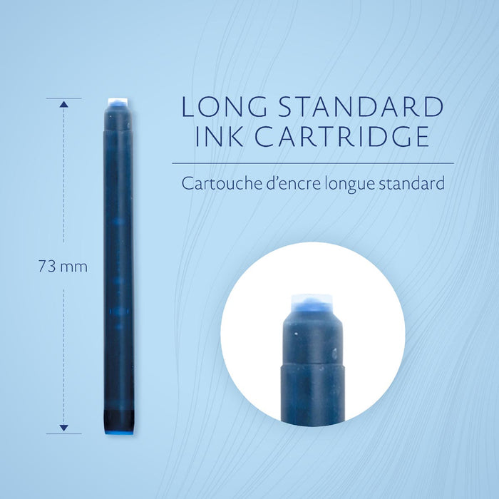 Inktcartridges Waterman Standard Long, blauw (Serenity), verpakking van 32 stuks