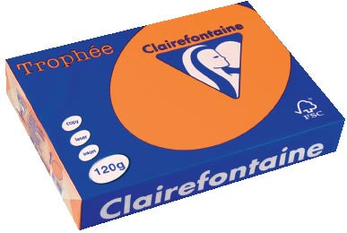 Clairefontaine Trophée Pastel, gekleurd papier, A4, 120 g, 250 vel, oranje 5 stuks, OfficeTown