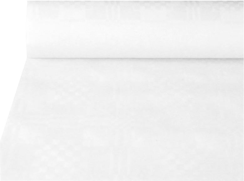 Tafelkleed van papier met damastprint, 1,2 x 50 m, wit, 4 stuks