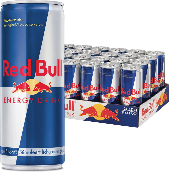 Red Bull energiedrank, regulier, blik van 25 cl, doos van 24 stuks