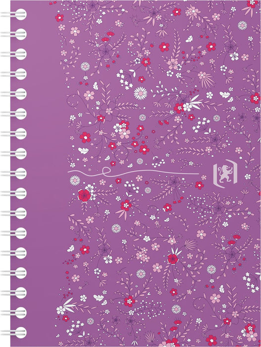 Oxford Floral softcover spiraalschrift, ft A6, 50 vel, geruit 5 mm, 4 geassorteerde designs 10 stuks, OfficeTown