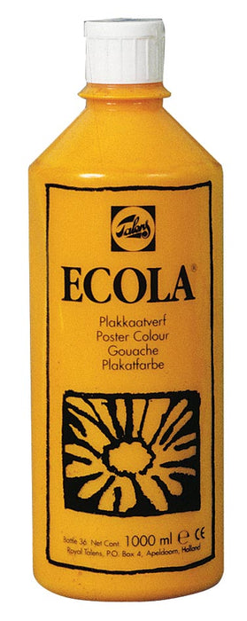 Talens Ecola plakkaatverf flacon van 1000 ml, geel met Hoge Kwaliteit