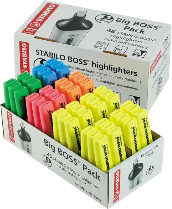 STABILO BOSS ORIGINELE markeerstift, pak van 48 stuks in verschillende kleuren