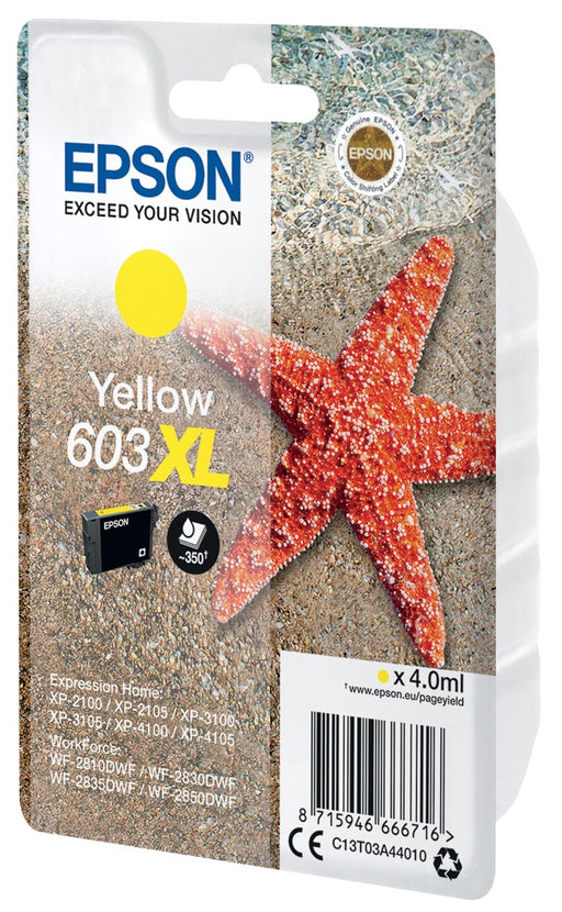 Epson inktcartridge 603 XL, 4 ml, OEM C13T03A44010, geel 10 stuks, OfficeTown