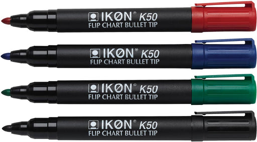 Ikon K50 flipchart marker, etui van 4 stuks in geassorteerde kleuren 60 stuks, OfficeTown