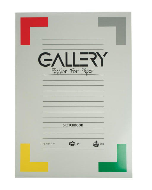 Gallery schetsblok, ft 29,7 x 42 cm (A3), 180  g/m², blok van 50 vel 5 stuks, OfficeTown