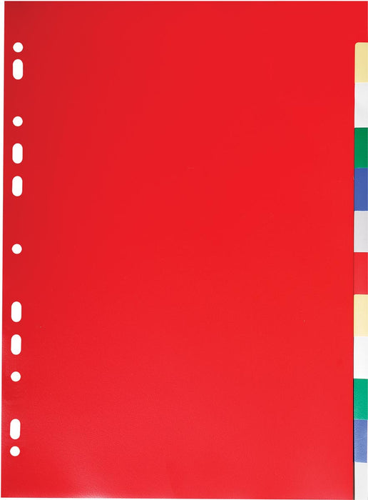 Exacompta scheidingsbladen voor ft A4, van PP 12/100e, 12 tabs, diverse kleuren