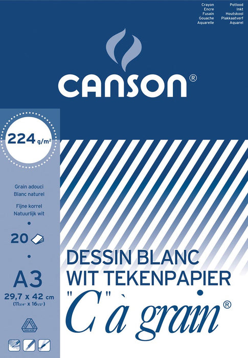 Tekenblok Canson A3 224 g/m², licht gekorreld