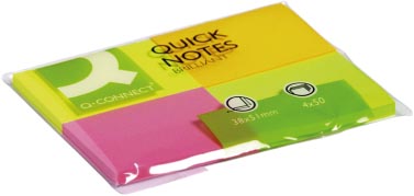 Q-CONNECT Quick Notes, ft 38 x 51 mm, 50 vel, pak van 4 blokken in neonkleuren 10 stuks, OfficeTown