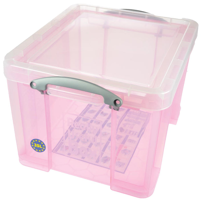 Really Useful Box opbergdoos 35 liter, transparant roze 6 stuks