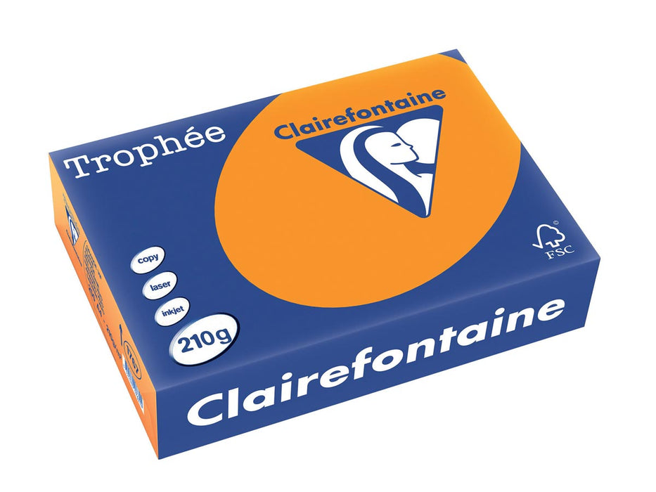 Clairefontaine Trophée Intens, gekleurd papier, A4, 210 g, 250 vel, feloranje