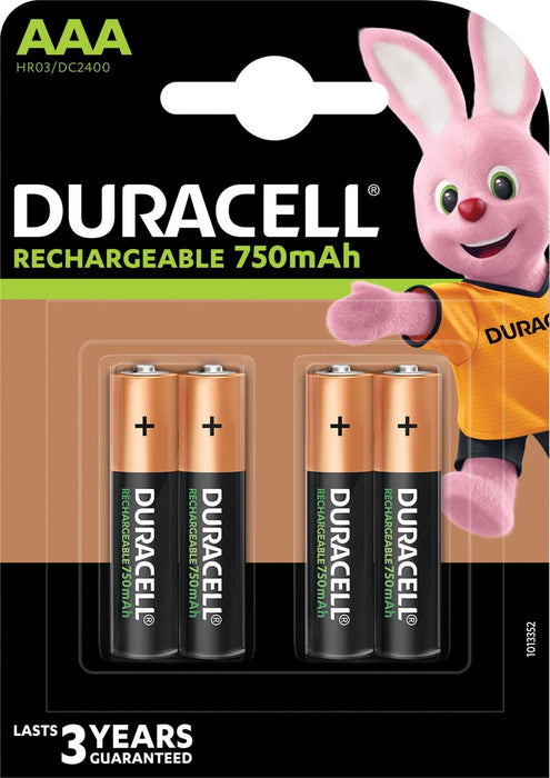 Duracell oplaadbare batterijen Recharge Plus AAA, verpakking van 4 stuks