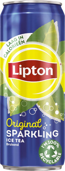 Lipton Ice Tea Sparkling frisdrank, bruisend, sleek blik van 33 cl, pak van 24 stuks