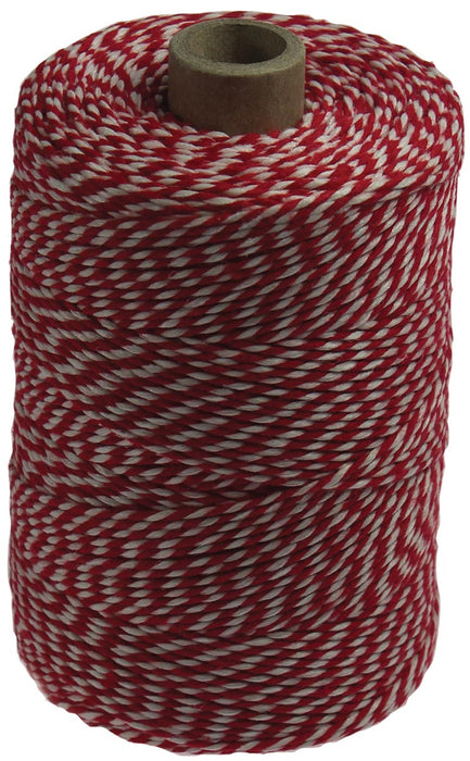 Katoenen touw, rood-wit, klos van 200 g, ongeveer 250 m