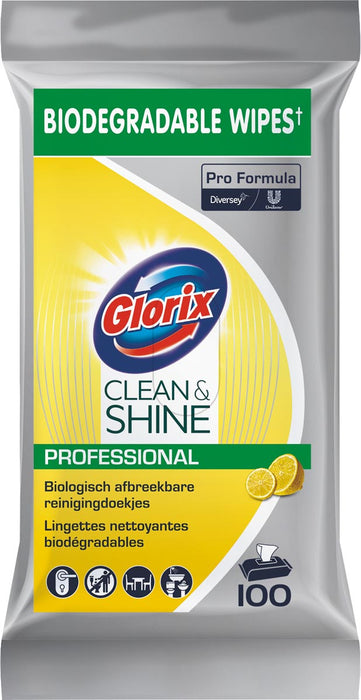 Glorix Clean & Shine vochtige schoonmaakdoekjes, pak van 100 stuks