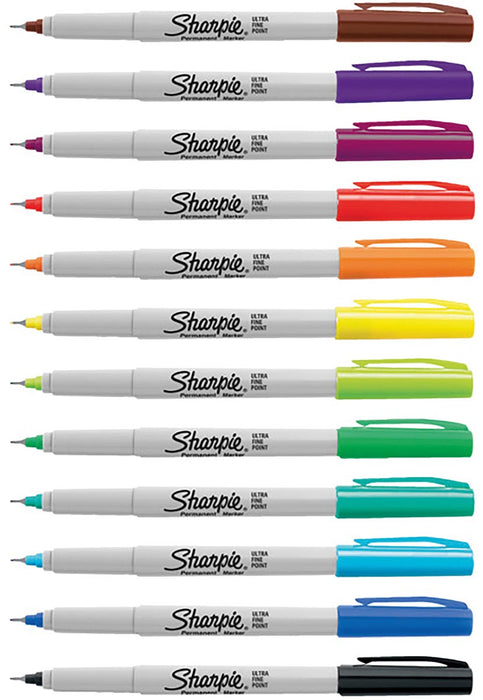 Sharpie permanente marker, extra fijn, blister van 12 stuks in geassorteerde kleuren