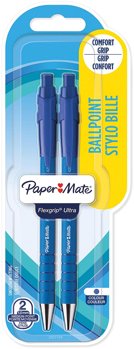 Paper Mate balpen Flexgrip Ultra RT medium, blauw, blister van 2 stuks 12 stuks, OfficeTown