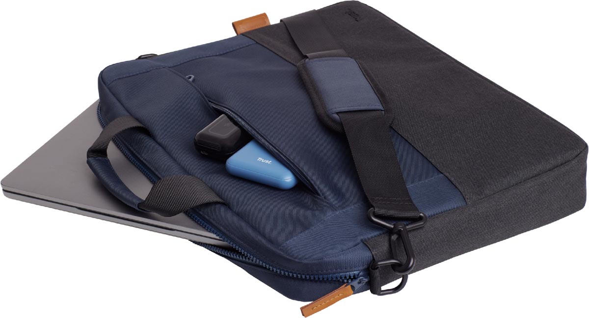 Trust Laptoptas Lisboa voor 16 inch laptops, blauw met schokbestendig hoofdcompartiment