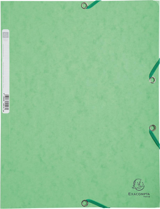 Exacompta map van karton, A4-formaat, 3 kleppen, set van 3 in 3 tinten groen