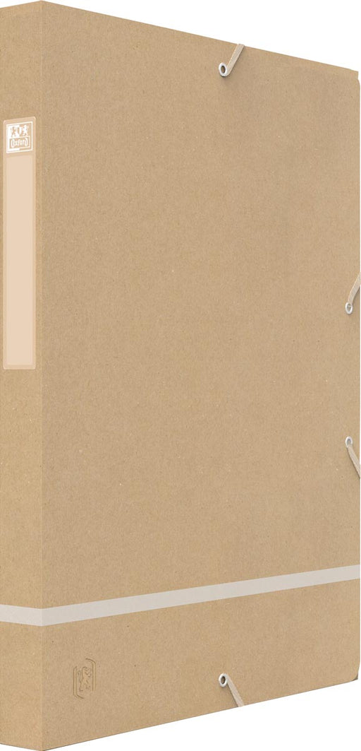 Oxford elastobox Touareg, ft A4, uit karton, rug van 2,5 cm, naturel en wit 12 stuks, OfficeTown