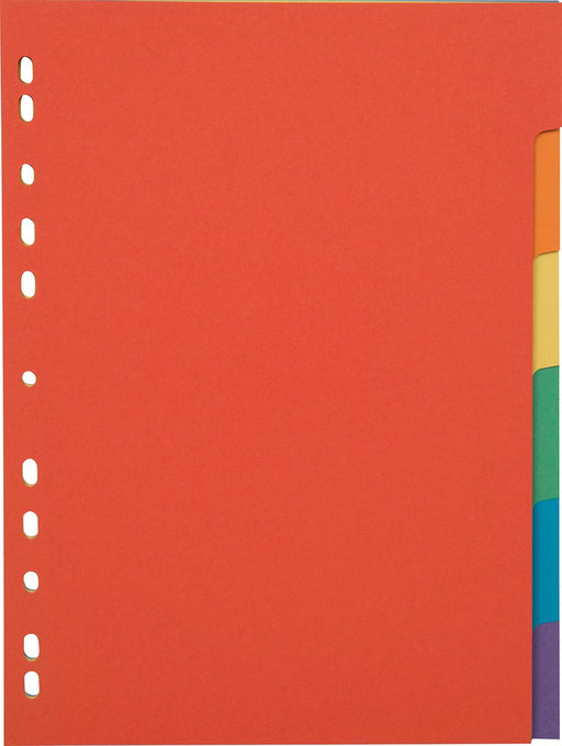 Pergamy tabbladen, ft A4, uit karton, 6 tabs, 11-gaatsperforatie, in geassorteerde kleuren 50 stuks, OfficeTown