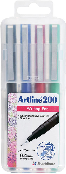 Artline 200 fineliner, set van 4, gemengde kleuren