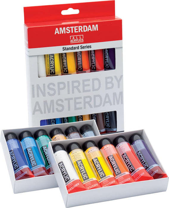 Amsterdam acrylverf set van 20 ml, 12 tubes in verschillende kleuren