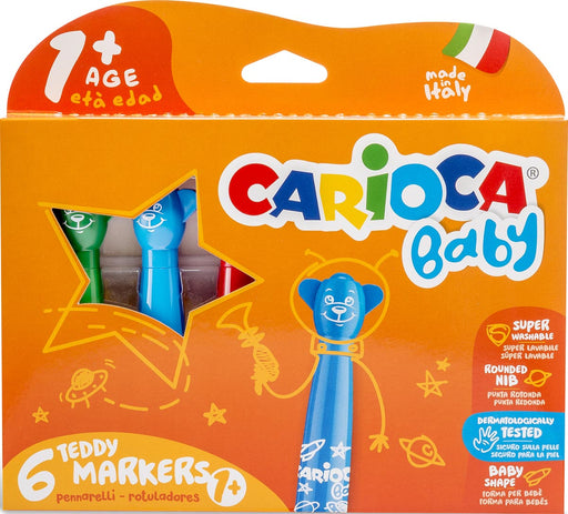 Carioca viltstift Baby Teddy, doos van 6 stuks in geassorteerde kleuren 24 stuks, OfficeTown