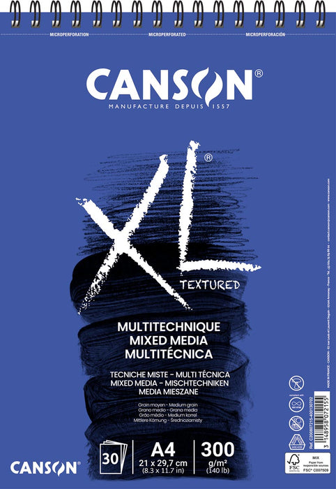 Canson XL Mix Media 300 g/m² Aquarelblok A4 - 30 vellen met microperforaties