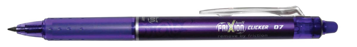 Pilot FriXion Ball Clicker intrekbare roller, medium punt, 0,7 mm, paars met uitwisbare inkt